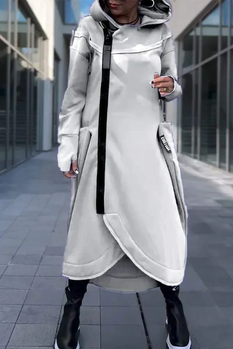 Amelia - Long Hoodie With Zipper