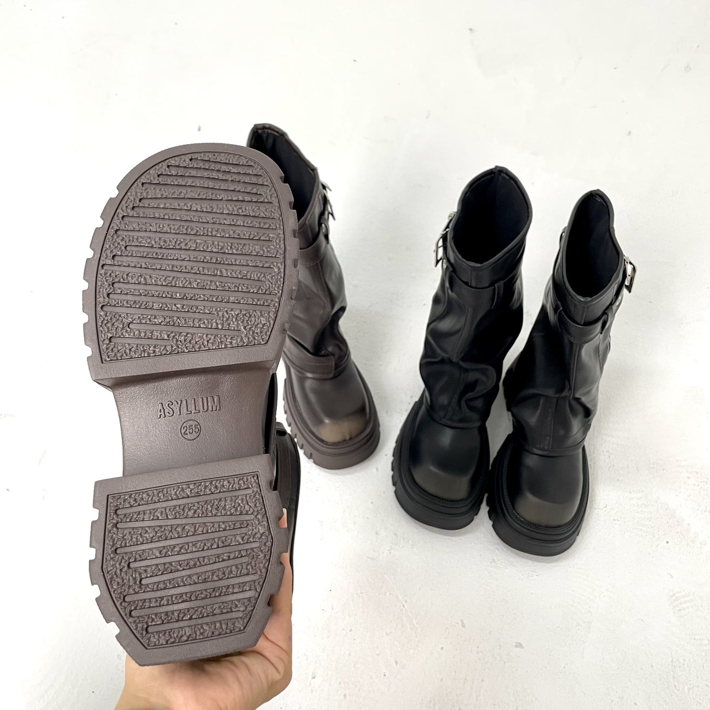 Evita - Knee-high Platform Fold Over Chunky Boots