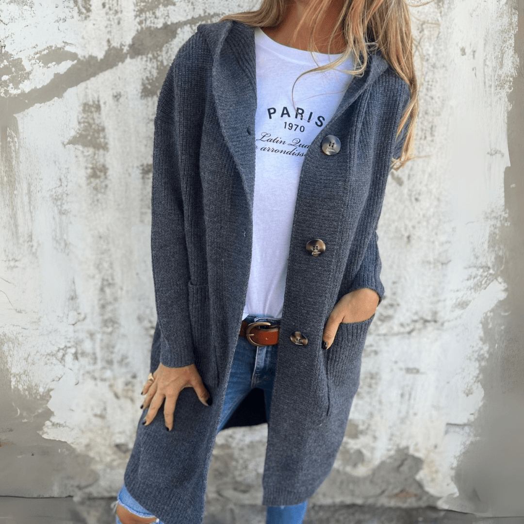 Mia – Long button knit cardigan
