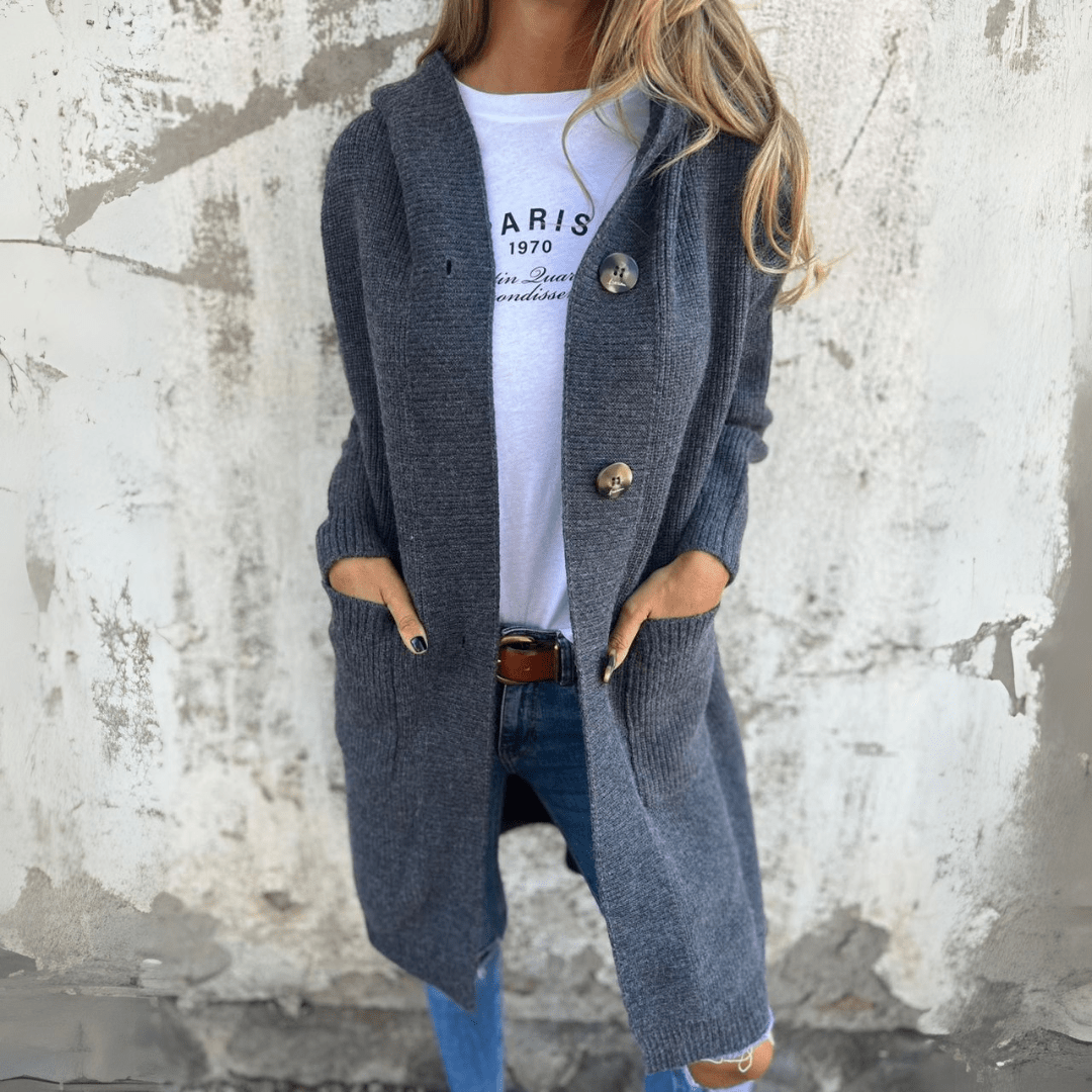 Mia – Long button knit cardigan
