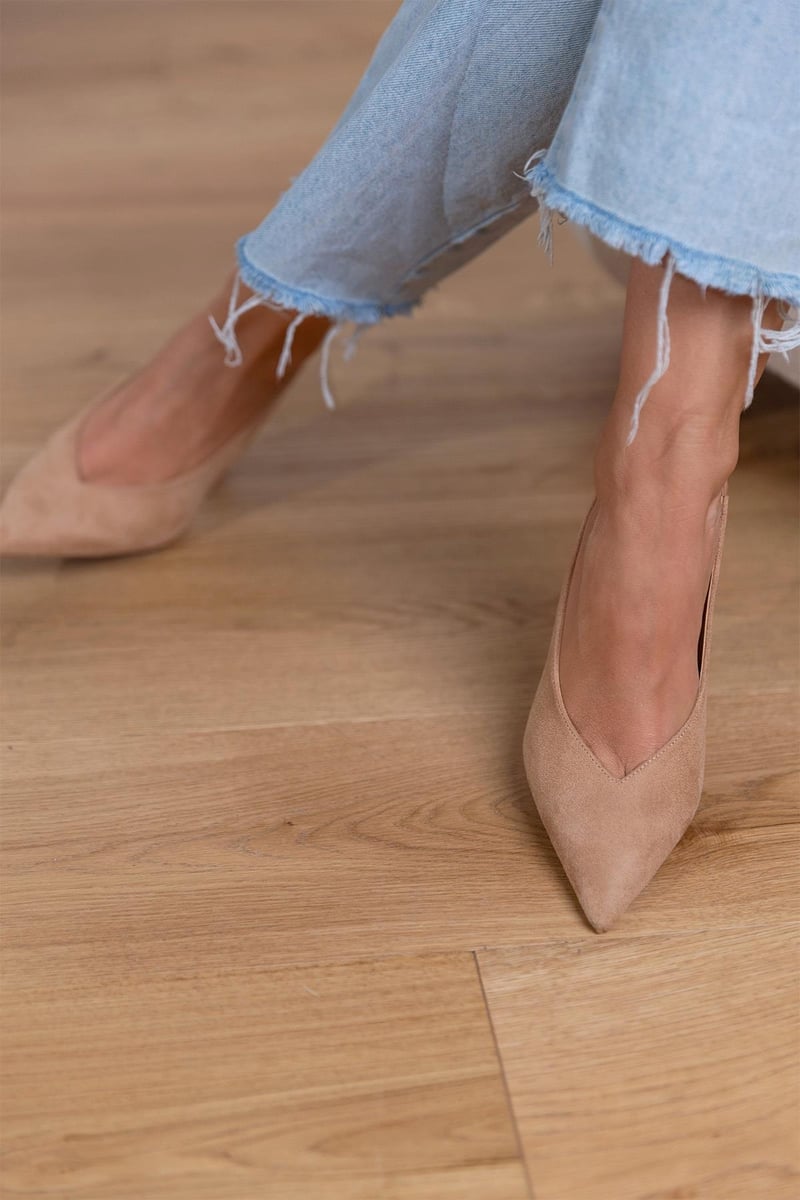 Evita - Elegant Nude Slingback Heels