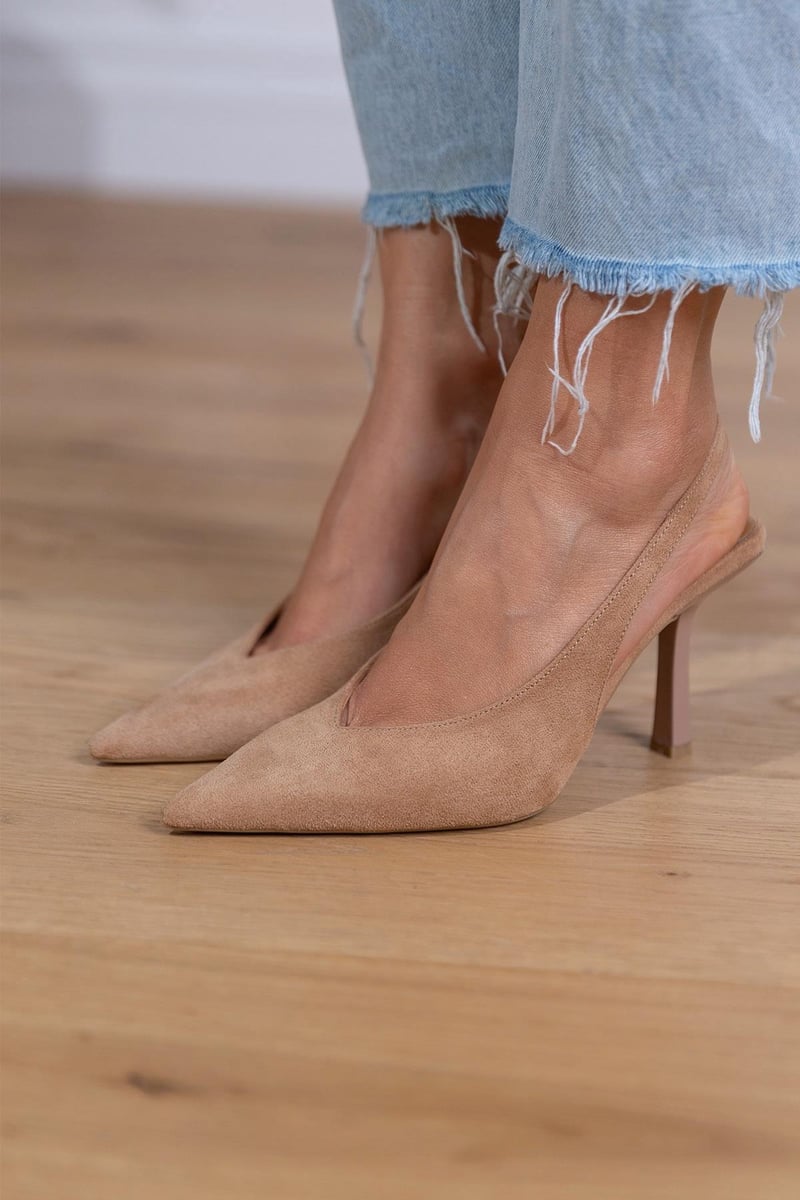 Evita - Elegant Nude Slingback Heels