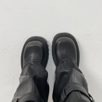 Evita - Knee-high Platform Fold Over Chunky Boots