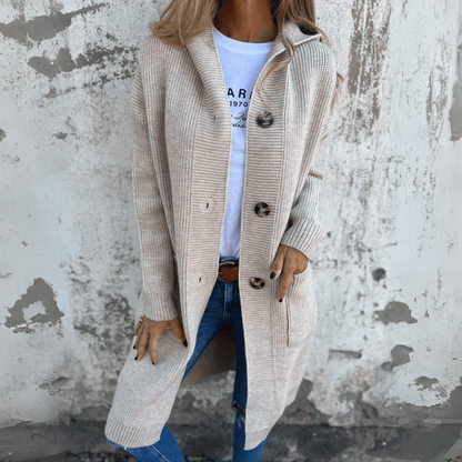 Mia – Long button knit cardigan