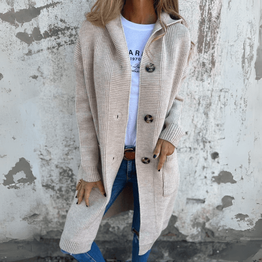 Mia – Long button knit cardigan
