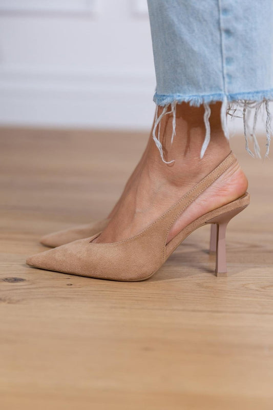 Evita - Elegant Nude Slingback Heels